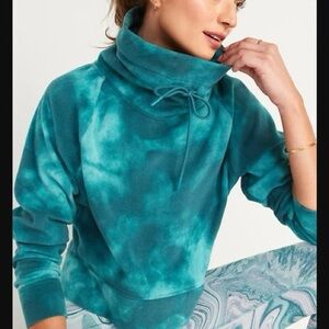 Cozy Fleece Funnel Neck Tie Dye Pullover